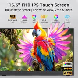 UPERFECT 15.6 inch 1920*1080 Touchscreen IPS Secondary Screen Portable Monitor 100% SRGB USB C HDMI 10-Point Touch Small Computer Display For Gaming PC Phone Laptop Drawing with 2 Speakers VESA