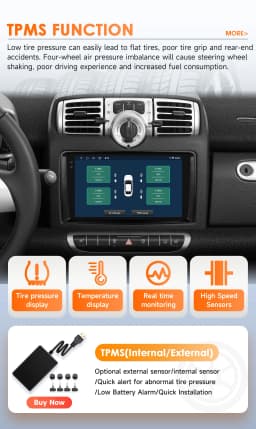 Hizpo 9" Smart Car Systems Radio For Smart Fortwo 451 2005 - 2010 4G Multimedia Player GPS 2din Autoradio Carplay Android Auto