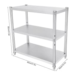 3 Tiers Kitchen Shelf Shelving Rack Restaurant Shelves Rack Stainless Steel Storage Organizer 80X40cm