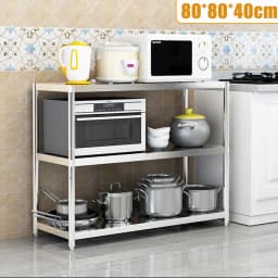 3 Tiers Kitchen Shelf Shelving Rack Restaurant Shelves Rack Stainless Steel Storage Organizer 80X40cm