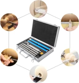 Carbide Tipped Wood Lathe Turning Tools Set, Lathe Rougher Finisher with Carbide Cutter,Alloy Handle and Aluminium Carrying Case