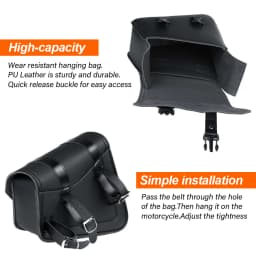 Motorcycle Saddlebags Side Tool Bag Luggage Saddle Bag Pouch Black Universal PU Leather For Honda/Suzuki/Kawasaki/Yamaha
