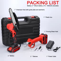 6inch 21V Electric Chainsaw and 25mm Cordless Pruning Shear Set Wood Splitting Cutting Machine Kit Handheld Woodworking Tool