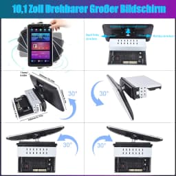 ESSSGOO 8 Core 360° Rotating Screen Android 14 6+128G Carplay Android Auto Universal Car Stereo Radio 1 DIN GPS Navi 4G LTE WiFi