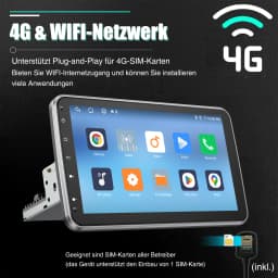 ESSSGOO 8 Core 360° Rotating Screen Android 14 6+128G Carplay Android Auto Universal Car Stereo Radio 1 DIN GPS Navi 4G LTE WiFi