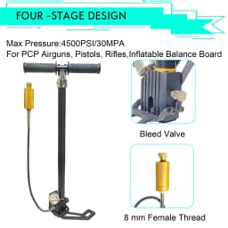 NUOGE 4Stage 30mpa 4500Psi PCP Hand Pump High Pressure Operated HPA Tank Hunting Car Bicycle