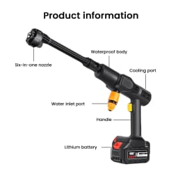 30000Mah High Pressure Car Cleaning Water Gun 6 in 1 Multifunctional Spray Gun for Cleaning Garden Floor Car Power Tools EU Plug