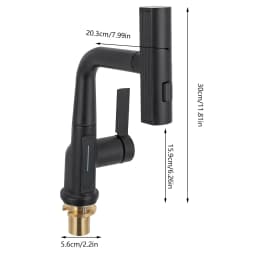 Black Bathroom / Kitchen Tap Wear Resistance Single Handle Pull Out Bath Vanity Sink Faucet Flexible Rotation Gravity Ball