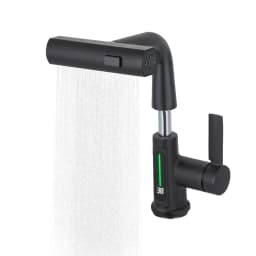 Black Bathroom / Kitchen Tap Wear Resistance Single Handle Pull Out Bath Vanity Sink Faucet Flexible Rotation Gravity Ball