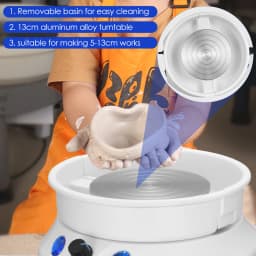 Electric Pottery Wheel Machine, 13cm Pottery Wheel Molding Machine 0-200 U/min Ceramic Machine 60W DIY ton Tool