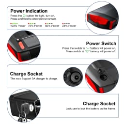 36V 15Ah 17.5Ah Electric Bike Rear Rack Battery 48V City Mountain Ebike Lithium Battery Pack for 1000W 750W 500W Bafang Motor
