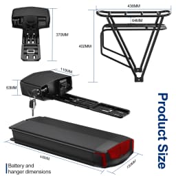 36V 15Ah 17.5Ah Electric Bike Rear Rack Battery 48V City Mountain Ebike Lithium Battery Pack for 1000W 750W 500W Bafang Motor