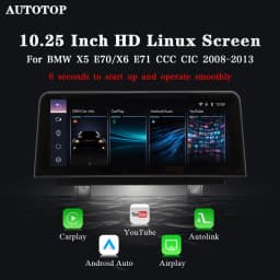 AUTOTOP 10.25'' 1920*720P Linux Multimedia Player Apple Carplay Android Auto For BMW X5 E70 X6 E71 2007-2014,Rearcam GPS USB BT