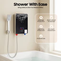 6500W 220V Electric Instant Hot Water Heater Shower Bathroom Faucets Kitchen Tap Digital Display Temperature Automatic
