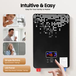 6500W 220V Electric Instant Hot Water Heater Shower Bathroom Faucets Kitchen Tap Digital Display Temperature Automatic