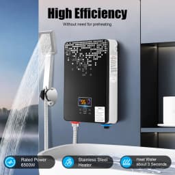 6500W 220V Electric Instant Hot Water Heater Shower Bathroom Faucets Kitchen Tap Digital Display Temperature Automatic