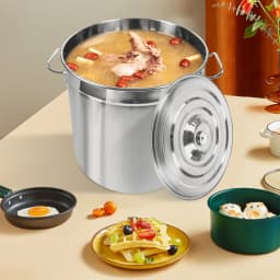 Large Stainless Steel Bucket Soup Container Stockpot for Restaurant School Commercial Home Food Storage