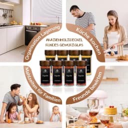 12/24 Pcs 120ml Glass Spice Jars with Natural Acacia Wood Lid, Round Shaker Containers with Labels for Kitchen Storage