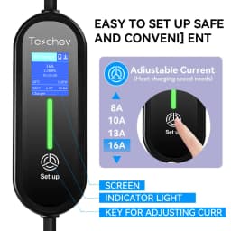 Teschev EV Portable Charger Type2 Connector 16A 1Phase 3.5KW Type1 3.5m Wallbox Charging Station for Electric Vehicle