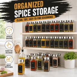 24/35 Pcs Square Spice Jars with Stainless Steel Lids, 120ml Spice Containers Set with Funnel & Labels, Spice Organizer Storage