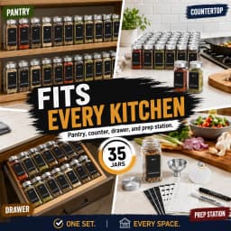 24/35 Pcs Square Spice Jars with Stainless Steel Lids, 120ml Spice Containers Set with Funnel & Labels, Spice Organizer Storage