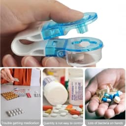 2 Stück Tragbarem Pillendose Mit Etikettenaufkleber and Aufbewahrungsbox, Tablettenausdrücker,