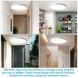 LED Ceiling Light with Motion Sensor, 24W 2400LM, 4000K, Ø30CM for Hallway, Balcony, Garage, Storage Room
