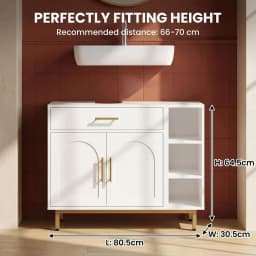 Washbasin Cabinet, Bathroom Cabinet, 1 Drawer 2 Cabinet Doors, Open Compartment with 3 Levels, Adjustable Shelf, White