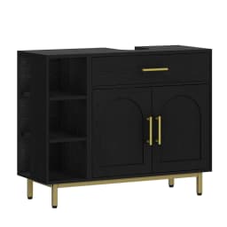 Washbasin Cabinet, Bathroom Cabinet, 1 Drawer 2 Cabinet Doors, Open Compartment with 3 Levels, Adjustable Shelf, White