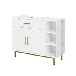 Washbasin Cabinet, Bathroom Cabinet, 1 Drawer 2 Cabinet Doors, Open Compartment with 3 Levels, Adjustable Shelf, White
