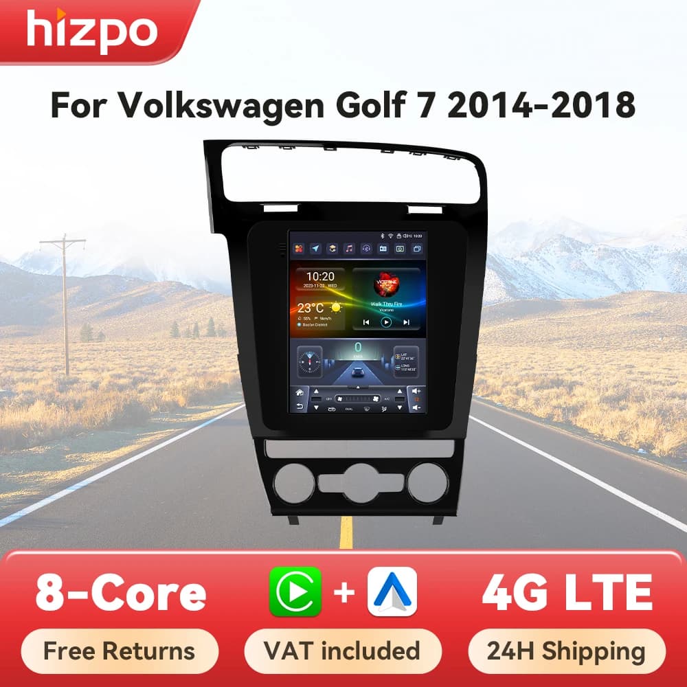 Hizpo Android 13 Wireless Carplay Auto Car Multimedia Player for VW Volkswagen Golf 7 2014-2018 for Tesla Style Screen 9.7" Wifi