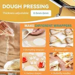 Electric Pasta Maker Machine Stainless Steel Household Dough Roller Noodle Press with 3 Cutting Rollers and 6 Thickness Settings for Dumpling Wrapper Fresh Noodles