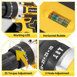 MELLWIN 25+3 Torque Electric Impact Drill 2 Gear Speed 3 Mode Adjustable Electric Screwdriver Tool Set For Makita 18VBattery Pin