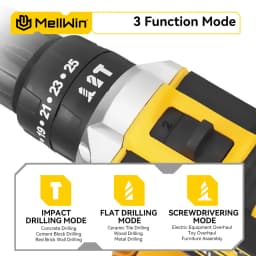 MELLWIN 25+3 Torque Electric Impact Drill 2 Gear Speed 3 Mode Adjustable Electric Screwdriver Tool Set For Makita 18VBattery Pin