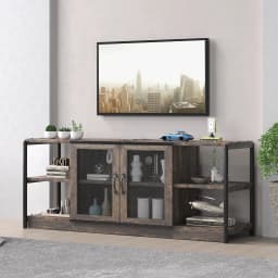 TV Stand for 65+ Inch, Farmhouse TV Stand, Entertainment Center with Storage Cabinet and Mesh Doors Console Cabinet