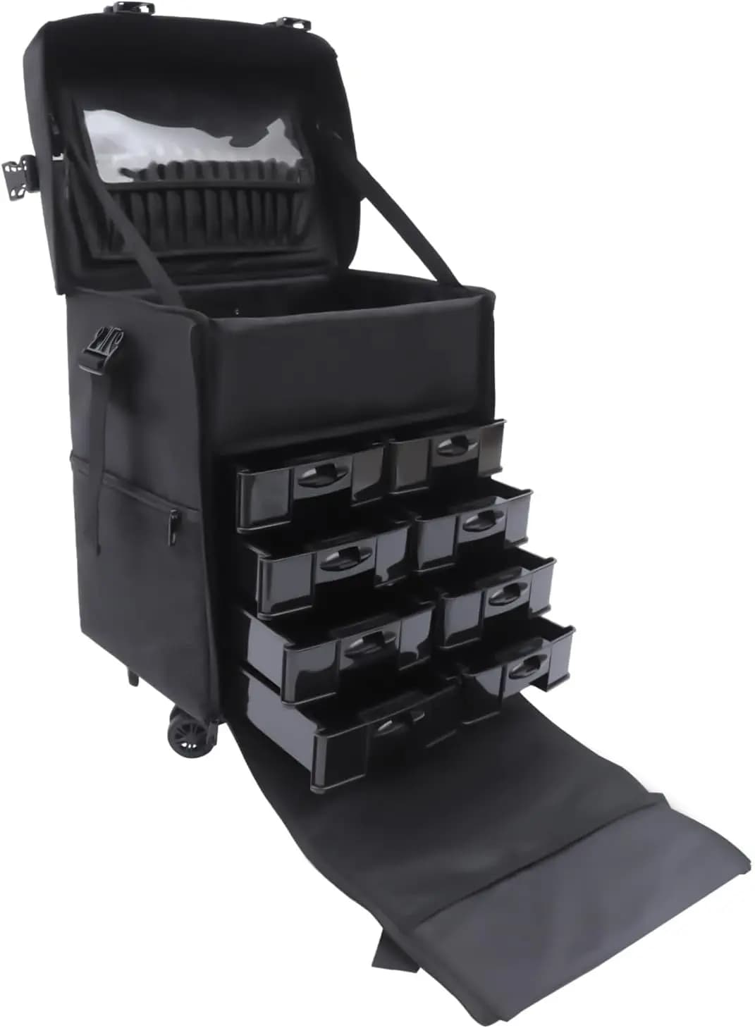 Cosmetic Case Hairdressing Case Trolley 2 in 1 Makeup Box and Travel Case Professional Cosmetic Case with 8 Drawers