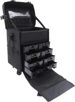 Cosmetic Case Hairdressing Case Trolley 2 in 1 Makeup Box and Travel Case Professional Cosmetic Case with 8 Drawers