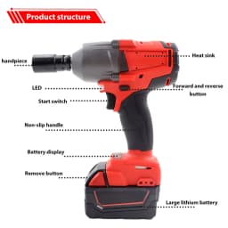 1300NM Large Torque Cordless Wrench Brushless Electric Impact Wrench Repair Power Tools Car Truck