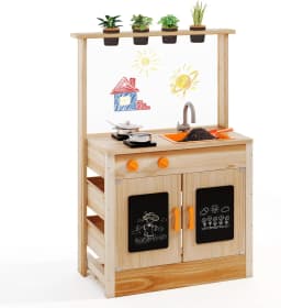 Children's Outdoor Mud Kitchen with Plant Pots & Cooking Accessories,Play Kitchen with Tap,Sink&Boards,for Children from 3 Years