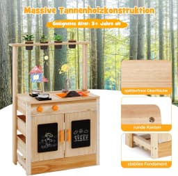 Children's Outdoor Mud Kitchen with Plant Pots & Cooking Accessories,Play Kitchen with Tap,Sink&Boards,for Children from 3 Years