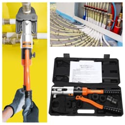 10T Hydraulic Crimping Tool Pliers Set - 4 Dies U16 U20 U25 U32, PEX PB Pipe Tube Crimper with Case, 16-32mm Manual Press Tool