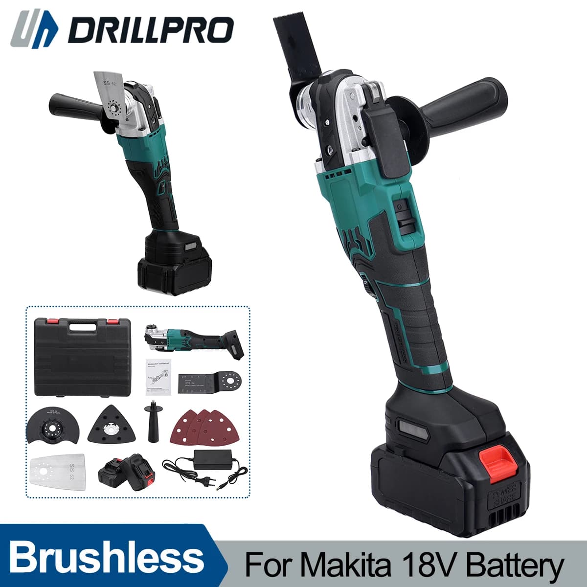 Drillpro Electric Brushless Oscillating 6 Speed Trimmer Saw Electric Grinder Multifunction Power Tool For Makita 18V Battery