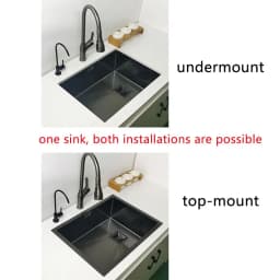 Nano Matte Black Kitchen Sink Above Counter or Undermount Sinks Vegetable Washing Basin Stainless Steel Single Bowl Sink Kitchen