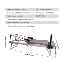 Home Pilates Reformer Adjustable Core Training Bed Exercise Equipment Foldable Compact Workout Machine