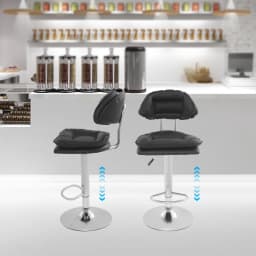 Adjustable Bar Stool Set 2-Piece 360° Swivel, 62-82cm Height Range, 150kg Capacity, Black Rotatable Chair