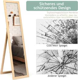 2-in-1 Full Length Mirror, Standing Mirror and Wall Mirror with Wooden Frame, Dressing Mirror 37 x 155 cm, Wardrobe Mirror