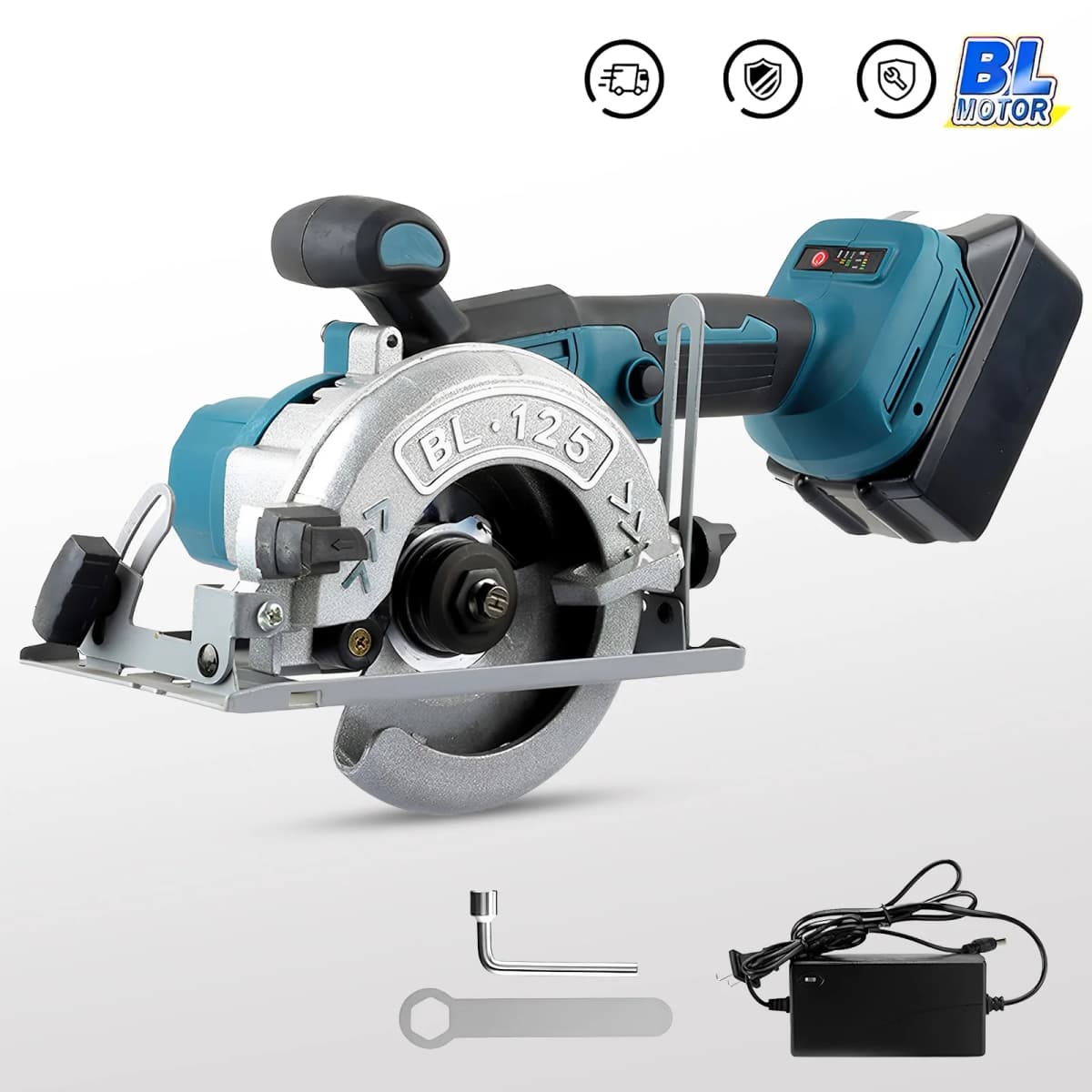 6500R/MIN 5-Inch 125MM Cordless Blue Circular Saw Brushless Motor Multi Angle Cutting Suitable For 18V Battery Power Tools