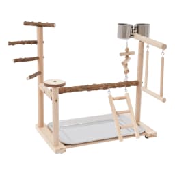 Parrot Bird Play Stand, Wooden Bird Playing Stand, Bird Playground with Ladder and Swing