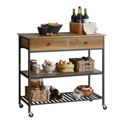 SoBuy FKW112-PF Kitchen Trolley serving trolley Kitchen Shelf with 4 Rolls Hallway Cabinet Sideboard with 2 Drawers and 2 Shelves