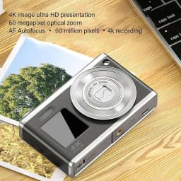 60 MP 4K CCD Camera with 64 GB Memory card, USB Card Reader and Android OTG Adapter, White